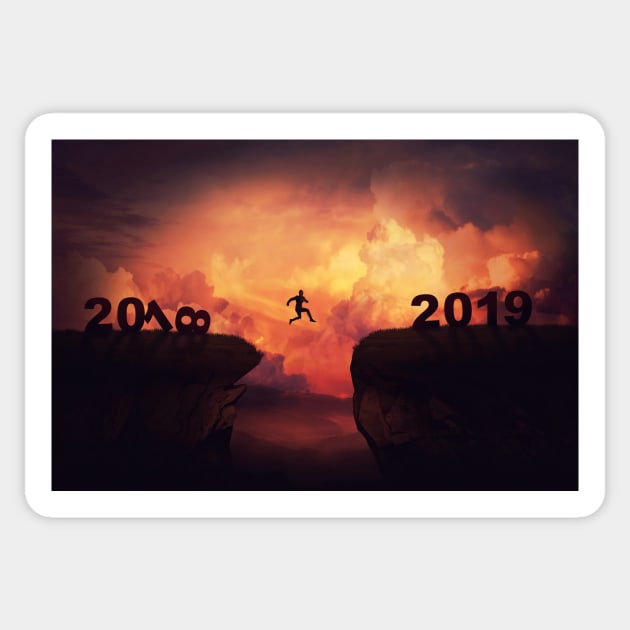 between 2018 and 2019 Sticker by 1STunningArt